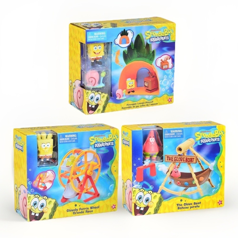 SpongeBob SquarePants Playset Collection 3 Pack – Pineapple, Glove Boat & Whee